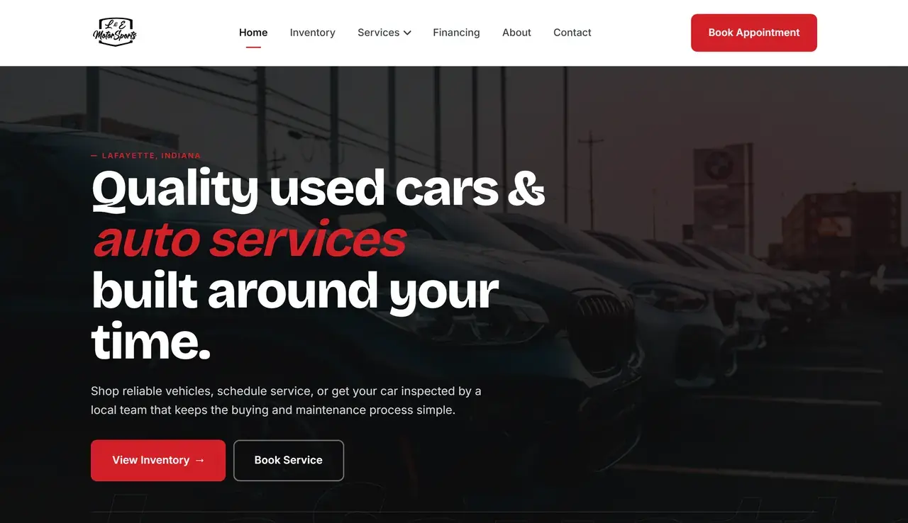 L&E Motorsports website